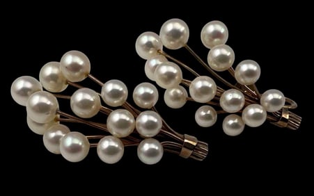 10K Pearl Cluster Earrings