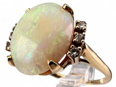 14K Opal Diamond Ring