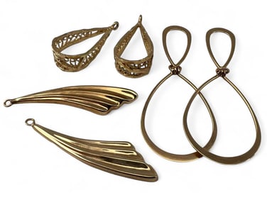 Three Pairs 14K Gold Earring Enhancers