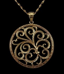14K Yellow Gold Filigree Necklace