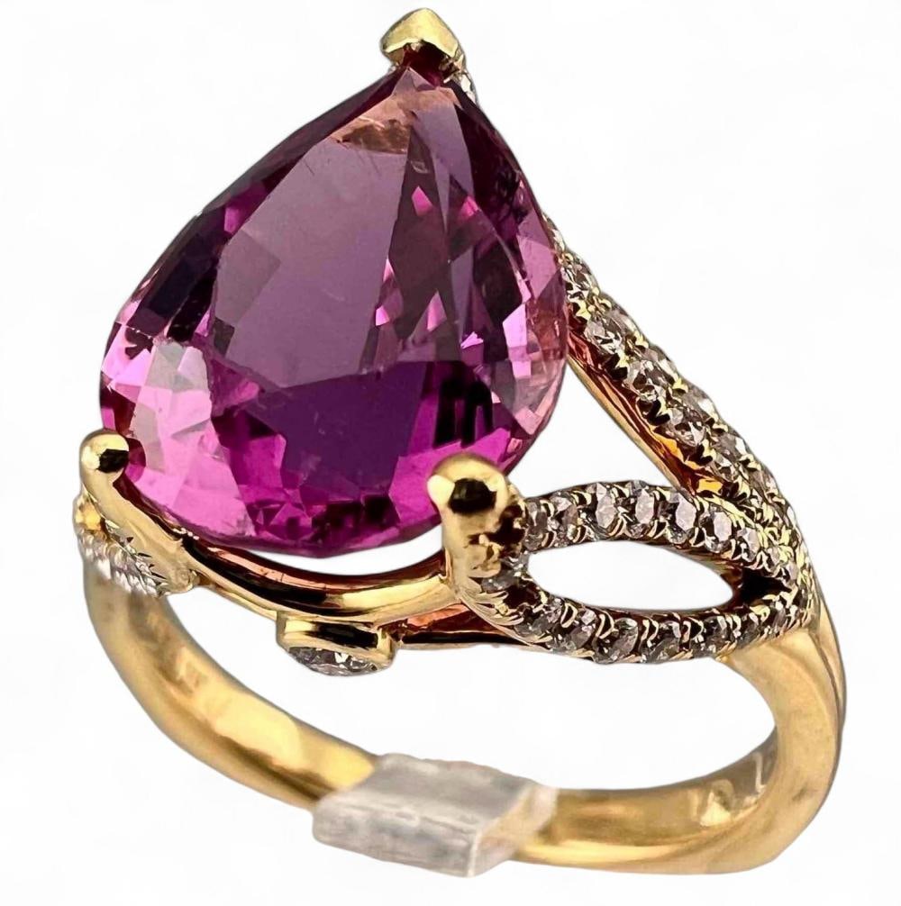 18K Pink Tourmaline Diamond Ring (1 of 7)
