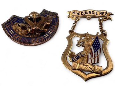 Two 14k Fraternal Pins