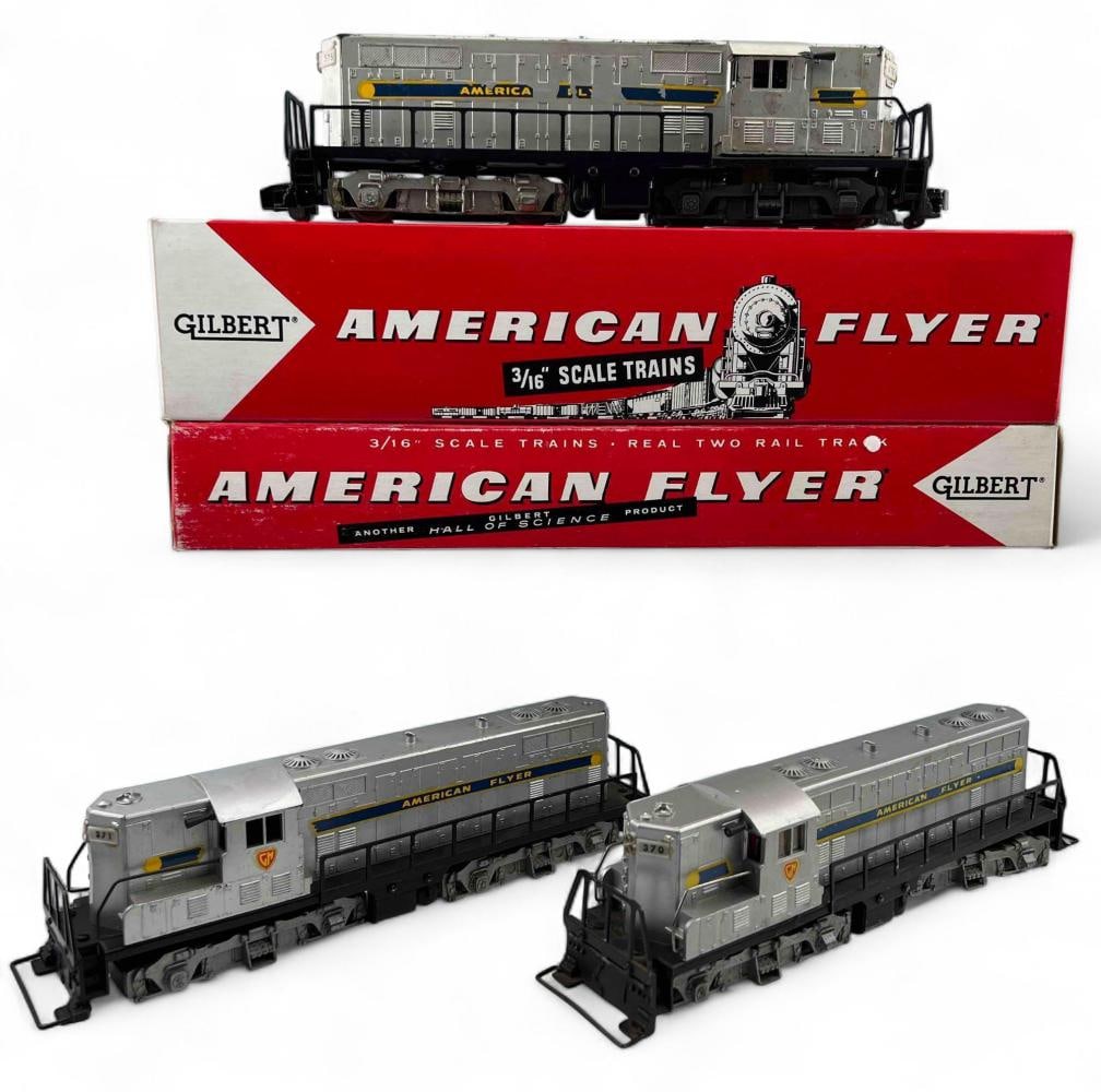 American Flyer S Gauge GM GP-7 Diesel Locomotives No. 370, No. 371 & No. 375 (1 of 8)