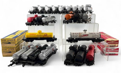 American Flyer S Gauge Tank Cars Including Mobil Gas, Shell, Baker's Chocolate