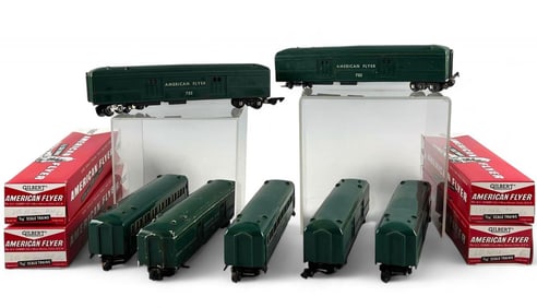 American Flyer S Gauge Passenger Green Passenger Cars No. 650, No. 651 & No. 732