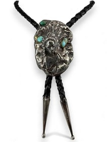Sterling Silver Turquoise Native American Chief Bolo Tie