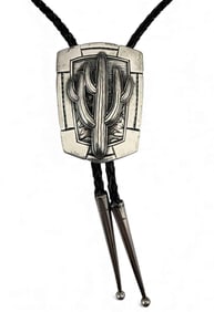 Kit Carson Sterling Silver Cactus Bolo Tie