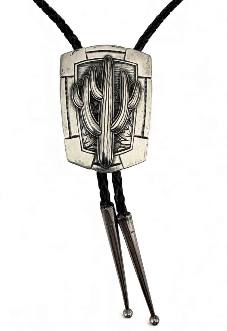 Kit Carson Sterling Silver Cactus Bolo Tie (1 of 7)