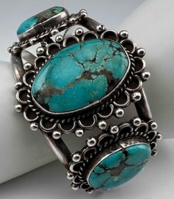 Native American Sterling Silver Turquoise Cuff Bracelet