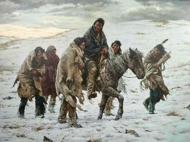 Howard Terpning (American, b.1927), Chief Joseph Rides To Surrender, Giclee On Canvas