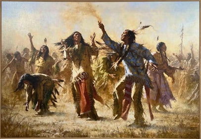 Howard Terpning (American, b.1927), Hope Springs Eternal, The Ghost Dance, Giclee On Canvas