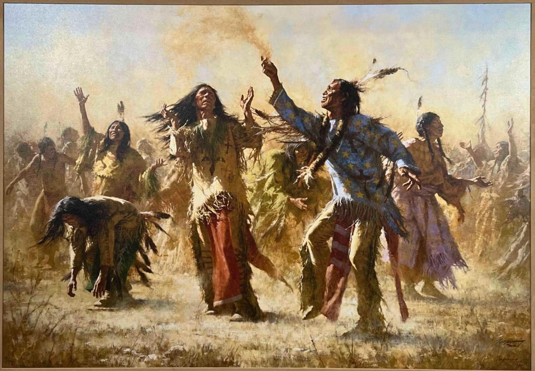 Howard Terpning (American, b.1927), Hope Springs Eternal, The Ghost Dance, Giclee On Canvas (1 of 20)