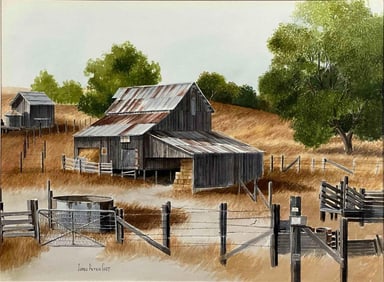 James Peter Cost (California, 1923-2002) Hay Barn, Watercolor On Paper
