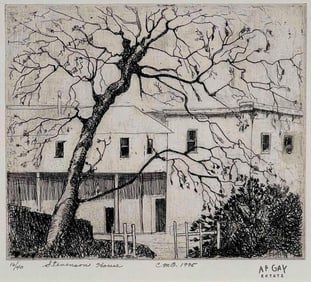 August Francois Gay (French-American, 1890-1948), R.L. Stevenson House, Etching