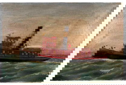 Interstate Tug Boat Portrait, Oil On Canvas