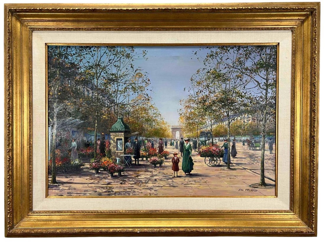 Jean Faurege (French, 20th/21st C.) Les Champs-Elysees En Automne, Paris Street Scene, Oil On Canvas (1 of 18)