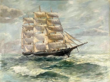 James Peter Cost (California, 1923-2002), Clipper Ship, 1961, Oil On Canvas