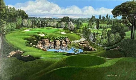 James Peter Cost (California, 1923-2002), Golf Course Landscape, Oil On Canvas