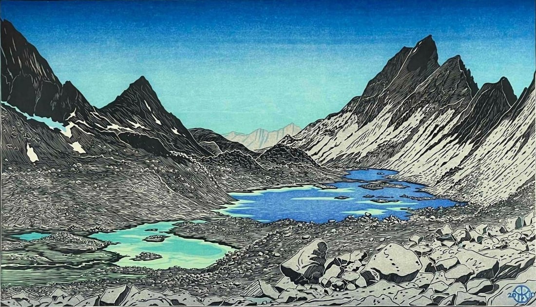 Tom Killion (California, b. 1953), Davis Lakes & Mt. McGee, Sierra Nevada Mountains, Woodblock Print (1 of 11)