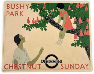 Andre Eduard Marty (French, 1882-1974), Art Deco London Underground Poster, Bushy Park