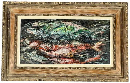 Caesar Hernandez (California, 1909-1996), Still Life With Fish, Oil On Masonite
