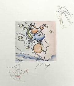 Peter Max (German-American, b. 1937), Profile, Woodstock Series, Hand Colored Etching