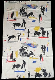 After Pablo Picasso (Spanish, 1881-1973), Toros Y Torreros Bloomcraft Screen Printed Cotton Panel