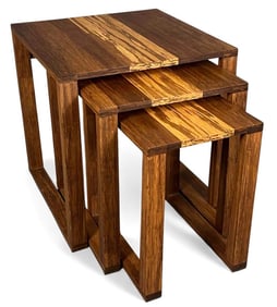 Set Of Three Exotic Wood Nesting Tables