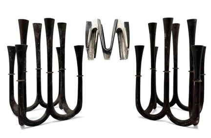 Three Jens Quistgaard For Dansk Mid Century Modern Candelabra