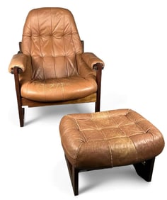 Perceval Lafer Mid Century Modern MP-173 Earth Lounge Chair With Ottoman