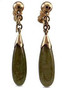 14K Jade Drop Earrings