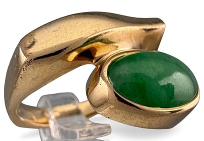 14K Apple Green Jade Ring