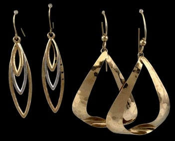 Two Pairs 14K Gold Earrings