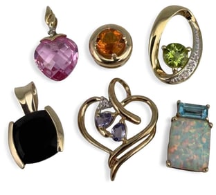 Grouping Of 10K Gem Set Pendants