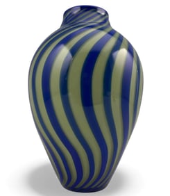 Contemporary Striped Art Glass Vase