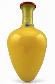 Jennifer Holmes (American, 20th C.) Studio Art Glass Vase In Primary Colors