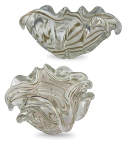 Two Murano Gold Fleck Art Glass Bowls