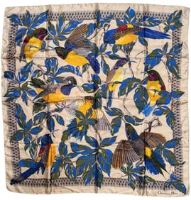 Christan Dior Silk Hummingbird Scarf