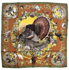 Kermit Oliver For Hermes, Texas Wildlife/ Faune Et Flore Du Texas Silk Scarf