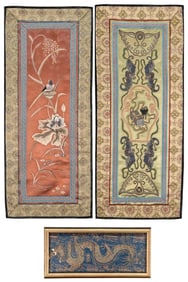 Three Chinese Silk Embroidery Panels