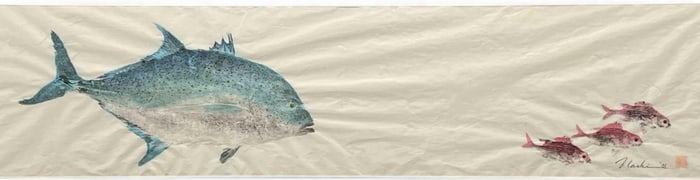 Naoki Hayashi (Hawaiian, 20th/21st C.), Omilu With 'Ala'ihi, Gyotaku Fish Print On Shoji Paper