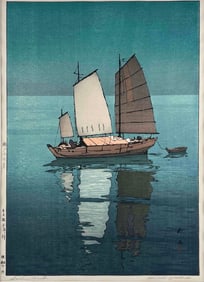 Hiroshi Yoshida (Japanese, 1876-1950), Sailing Boats, Woodblock Print