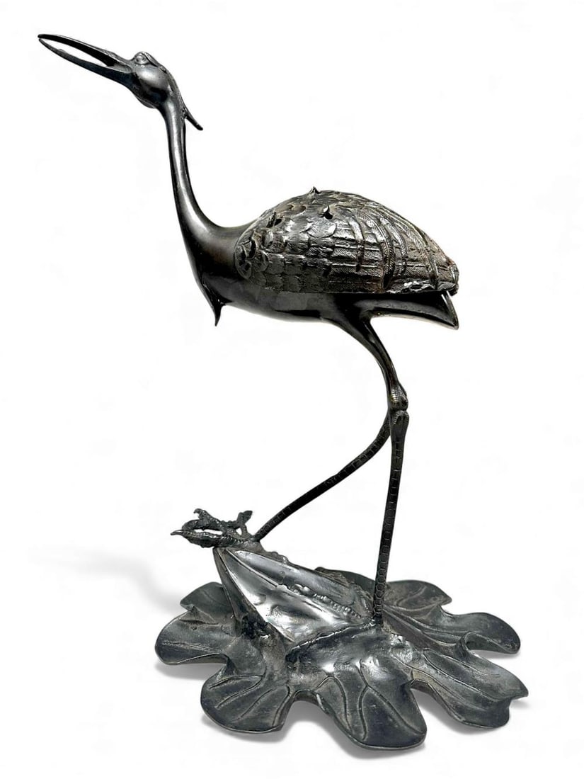Japanese Bronze Crane Form Incense Burner (1 of 19)