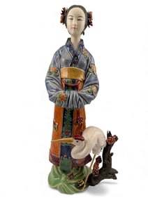 Lin Naihe (China, 1957-) Chinese Shiwan Porcelain Sculpture Of A Beauty