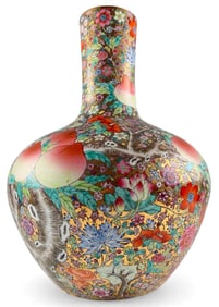 Large Chinese Porcelain Mille Fleurs Vase