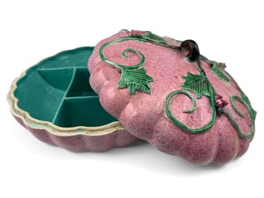 Chinese Porcelain Melon Form Lidded Sweetmeat Dish
