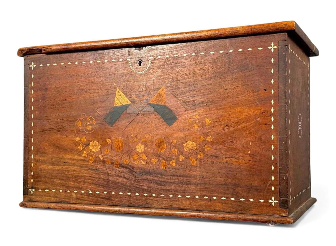 19th Century Philippine Shell & Marquetry Inlaid Hardwood Chest (1 of 20)