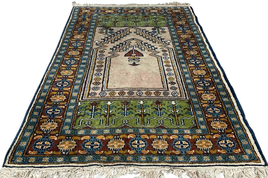 Colorful Finely Knotted Prayer Rug: Colorful Finely Knotted Prayer Rug. Approximately 47.0L x 33.0W in.FOR SHIPPING: You may reach out to: QPS info@qualitypackship.com www.qualitypackship.com/quotes 312-725-3711, The Packaging Store: au