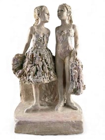 Marianne de Hatten Groh (French/California, 1935-2025), Two Ballerinas, Terra Cotta