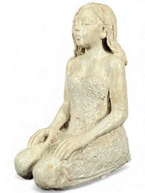 Marianne de Hatten Groh (French/California, 1935-2025), Kneeling Girl, Terra Cotta With Glaze